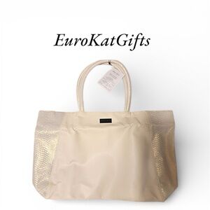 JIMMY CHOO Bag Tote Gold Vanilla Cream Pre Loved Very Good Condition.Sold -As Is